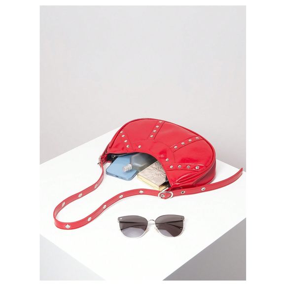 Punk Studded Pu Leather Shoulder Handbags Top Handle Underarm Bag Red :'D - Picture 3 of 6